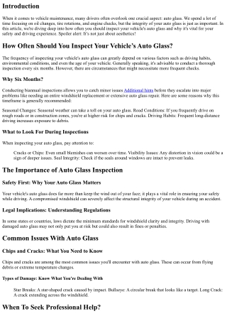 “How Often Should You Inspect Your Vehicle’s Auto Glass?”