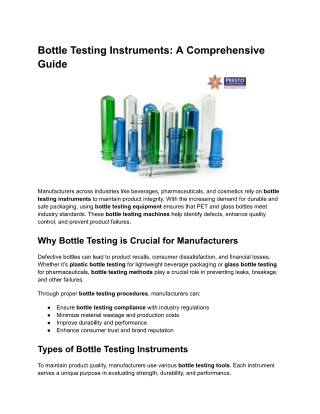 Bottle Testing Instruments A Comprehensive Guide
