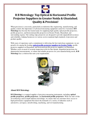 R B Metrology Top Optical & Horizontal Profile Projector Suppliers in Greater Noida & Ghaziabad. Quality & Precision!