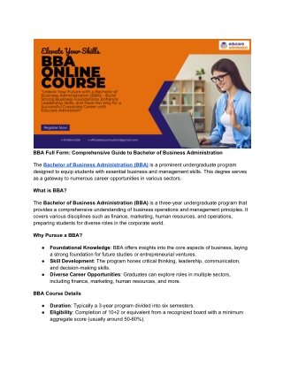 BBA Full Form: Meaning, Course Details & Career Opportunities | Educare Admissio