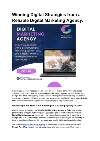 Winning Digital Strategies from a Reliable Digital Marketing Agency.