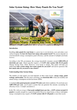 Solar System Sizing: How Many Panels Do You Need?