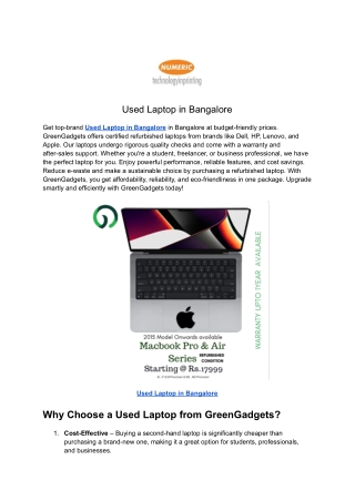 Used Laptop in Bangalore