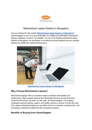 Refurbished Laptop Dealers in Bangalore