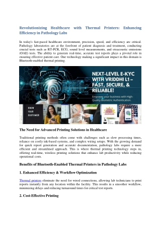 Revolutionizing Healthcare with Bluetooth Thermal Printers: Enhancing Efficiency