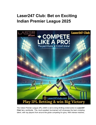 Laser247 Club_ Bet on Exciting Indian Premier League 2025