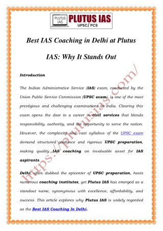 Best IAS Coaching in Delhi at Plutus IAS – Top UPSC Preparation Institute