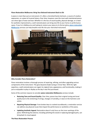 Piano Restoration Melbourne