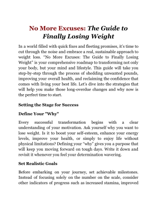 No More Excuses_ The Guide to Finally Losing Weight