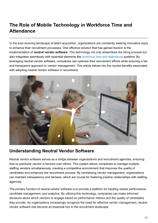 The Role of Mobile Technology in Workforce Time and Attendance