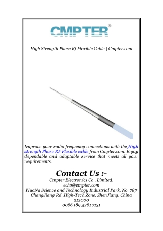 High Strength Phase Rf Flexible Cable | Cmpter.com