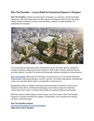 Elan The Paradise sector 50 Gurgaon