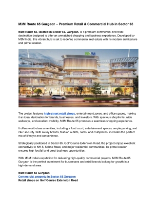 M3M Route 65 Gurgaon