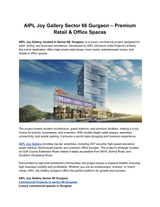AIPL Joy Gallery Sector 66 Gurgaon