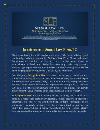In reference to Stange Law Firm, PC