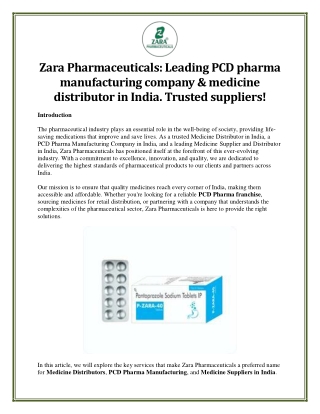 PCD pharma manufacturing company & medicine distributor in India