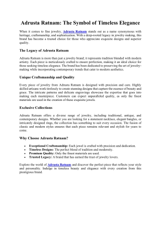 Adrusta Ratnam: The Symbol of Timeless Elegance