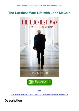 READ Books The Luckiest Man Life with John McCain
