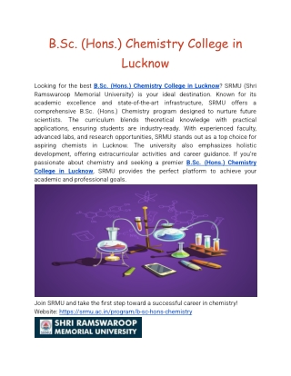 B.Sc. (Hons.) Chemistry College in Lucknow