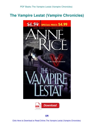 PDF Books The Vampire Lestat (Vampire Chronicles)