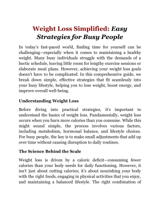 Weight Loss Simplified_ Easy Strategies for Busy People