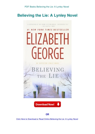PDF Books Believing the Lie A Lynley Novel