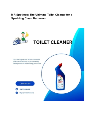MR Spotless_ The Ultimate Toilet Cleaner for a Sparkling Clean Bathroom