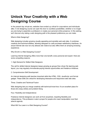 Unlock Your Creativity with a Web Designing Course