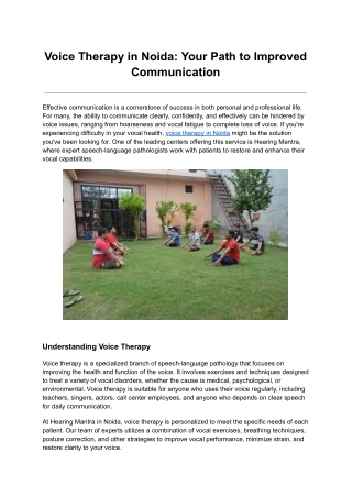 Voice Therapy in Noida_ Your Path to Improved Communication