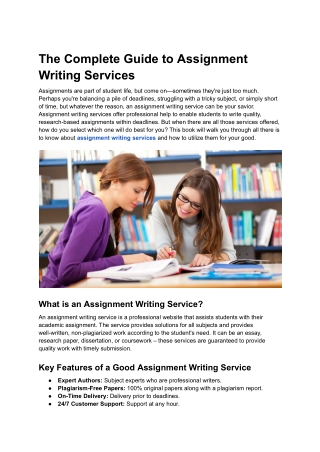 The Complete Guide to Assignment Writing Services