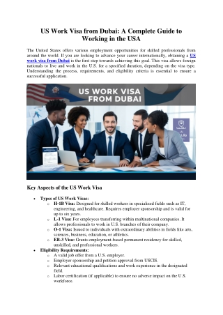 US Work Visa from Dubai: A Complete Guide to Working in the USA