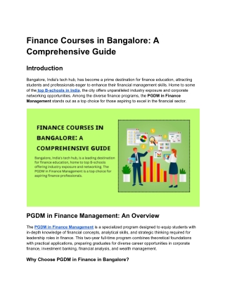 Finance Courses in Bangalore_ A Comprehensive Guide