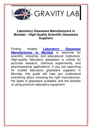 Laboratory Glassware Manufacturers in Mumbai  High-Quality Scientific Glassware Suppliers