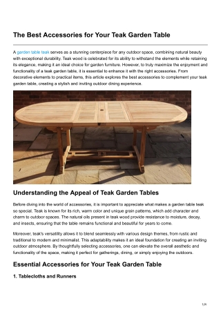 The Best Accessories for Your Teak Garden Table