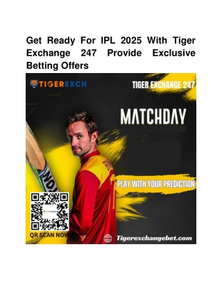 Get Ready For IPL 2025 With Tiger Exchange 247 Provide Exclusive Betting Offers