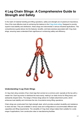 4 Leg Chain Slings A Comprehensive Guide to Strength and Safety