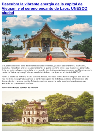 Descubra la vibrante energía de la capital de Vietnam y el sereno encanto de Lao1