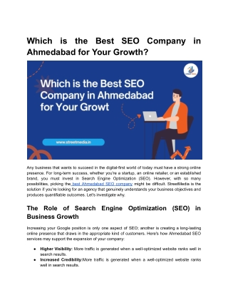 Which is the Best SEO Company in Ahmedabad for Your Growth