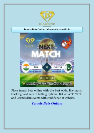 Tennis Bets Online | diamondcricketid.in