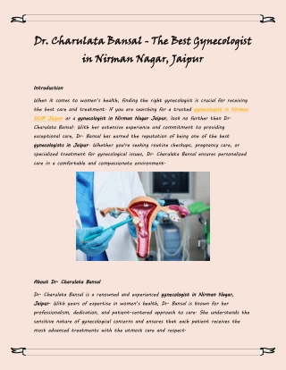 Dr. Charulata Bansal - The Best Gynecologist in Nirman Nagar, Jaipur