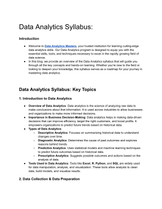 Data Analytics Syllabus pdf