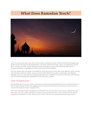 What Does Ramadan Teach