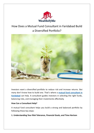 How Does a Mutual Fund Consultant in Faridabad Build a Diversified Portfolio