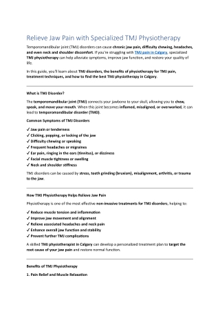 Relieve Jaw Pain with Specialized TMJ Physiotherapy