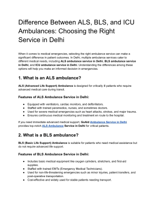 Difference Between ALS, BLS, and ICU Ambulances_ Choosing the Right Service in Delhi