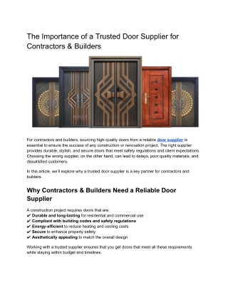 The Importance of a Trusted Door Supplier for Contractors & Builders (1)