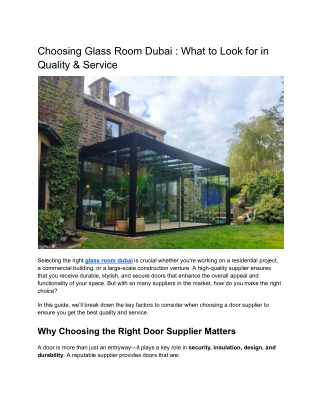 Choosing Glass Room Dubai _ What to Look for in Quality & Service