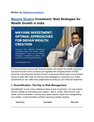 Meta Title_ Mayank Investment_ Optimal Approaches for Indian Wealth Creation