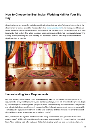 How to Choose the Best Indian Wedding Hall for Your Big Day