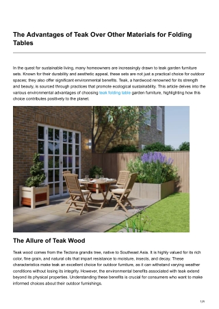 The Advantages of Teak Over Other Materials for Folding Tables